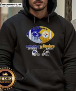 Cozy football hoodie featuring Penn State Nittany Lions for Saturdays and Pittsburgh Steelers for Sundays.