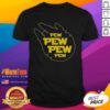 Good Pew Pew Starship T-Shirt featuring a vibrant space design, perfect for sci-fi fans and casual wear enthusiasts.
