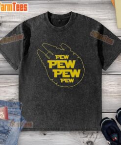 Good Pew Pew Starship Washed T-Shirt featuring a retro space design, perfect for sci-fi fans and casual wear.