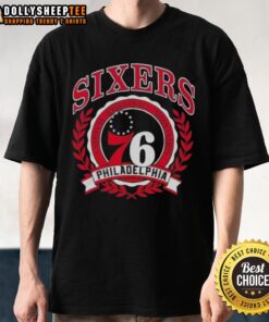 Good Philadelphia 76ers NBA crest T-shirt featuring the iconic team logo in vibrant colors on a stylish background.