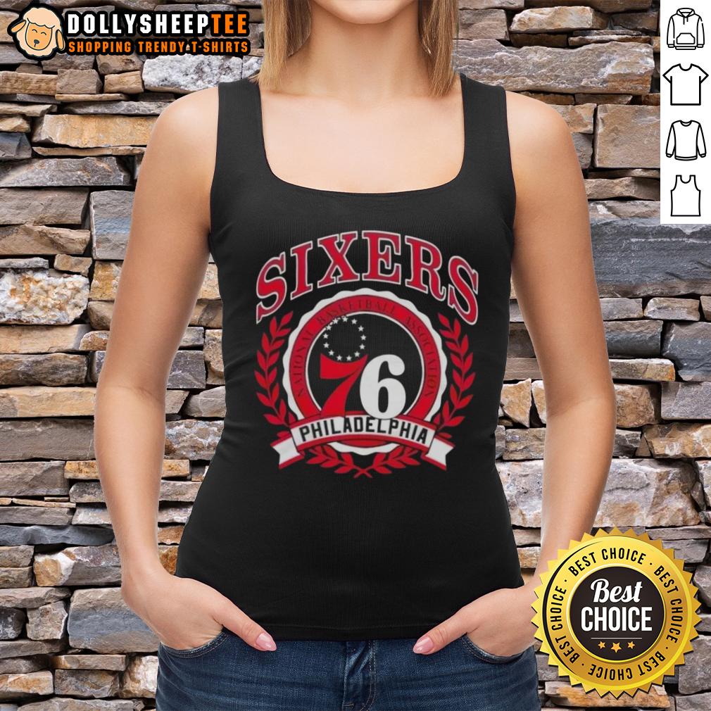 Good Philadelphia 76Ers National Basketball Association Crest Tank Top Philadelphia 76ers NBA crest tank top featuring team logo and colors, perfect for basketball fans and summer wear.