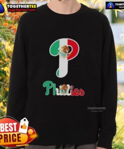 Alt Text: Good Philadelphia Phillies baseball sweatshirt featuring a vibrant Mexican flag design, perfect for fans and style.