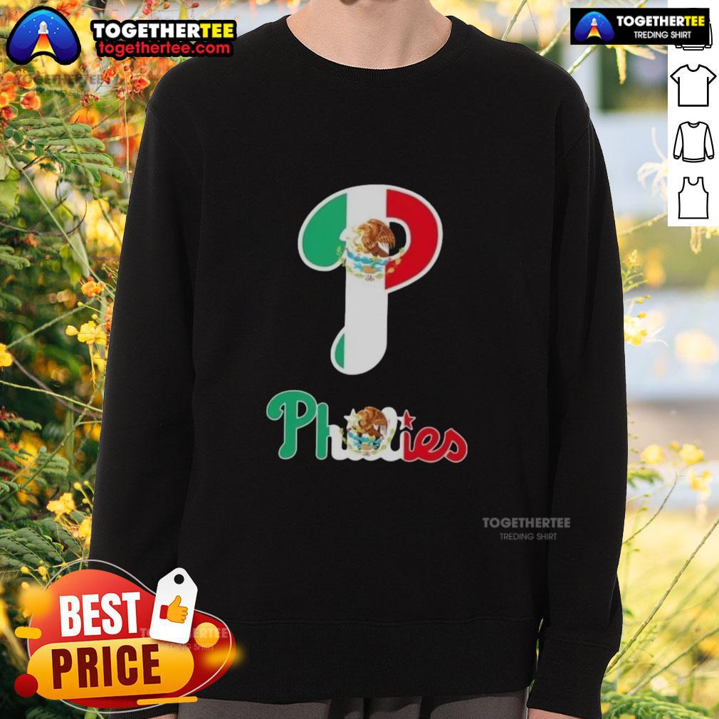 Good Philadelphia Phillies Baseball X Mexican Flag Sweatshirt Alt Text: Good Philadelphia Phillies baseball sweatshirt featuring a vibrant Mexican flag design, perfect for fans and style.