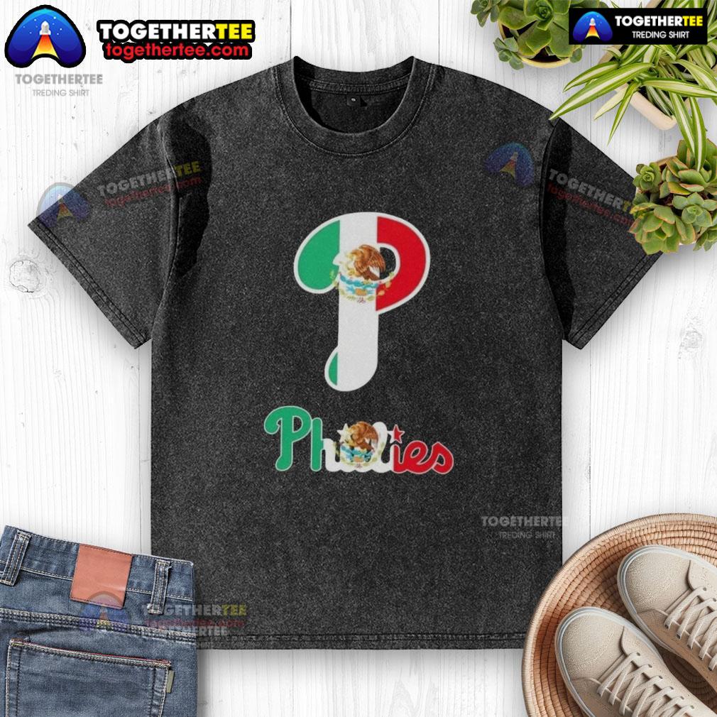 Good Philadelphia Phillies Baseball X Mexican Flag Washed T Shirt Philadelphia Phillies baseball t-shirt featuring a vibrant Mexican flag design, perfect for fans and collectors.