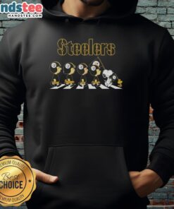 Good Pittsburgh Steelers X Peanuts Snoopy and Friends Abbey Road hoodie featuring iconic characters in a fun design.