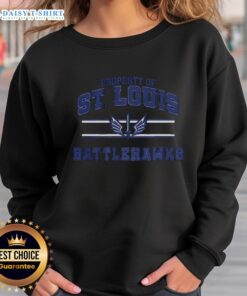 Good Property of St. Louis Battlehawks UFL logo stripes sweatshirt showcasing team spirit and comfort.