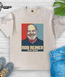 Retro washed t-shirt featuring tribute design for Rob Reiner (1947-2025) with 'Rest in Peace' message.
