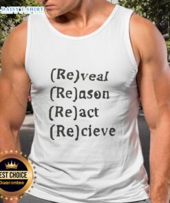Stylish Good Reveal Reason React Receive tank top in vibrant colors, perfect for casual wear or summer outings.