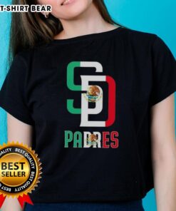 Good San Diego Padres baseball tee featuring a vibrant Mexican flag design for ladies. Perfect for fans and stylish wear.