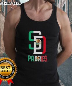 Alt Text: Good San Diego Padres baseball tank top featuring the Mexican flag design, perfect for fans and summer wear.