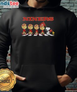 Good San Francisco 49ers X Peanuts Snoopy and Friends Abbey Road hoodie featuring iconic characters in vibrant design.