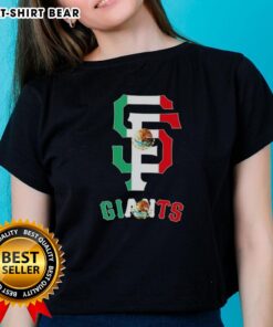 San Francisco Giants baseball ladies tee featuring a vibrant Mexican flag design, perfect for fans and cultural pride.