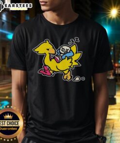 Good Sans and Chocobo T-Shirt featuring vibrant graphics of Sans from Undertale and a Chocobo from Final Fantasy.