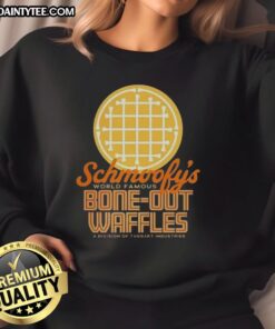 Alt Text: Good Schmoofys Bone Out Waffles logo sweatshirt featuring a fun, vibrant design perfect for casual wear.