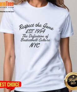 Alt Text: Good Slam Respect The Game Est 1994 Letter Ladies Tee showcasing basketball culture and style.