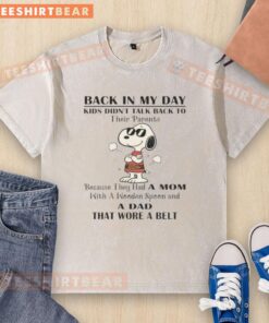 Vintage 'Good Snoopy' t-shirt featuring the phrase about kids not talking back to parents, perfect for nostalgic fashion lovers.