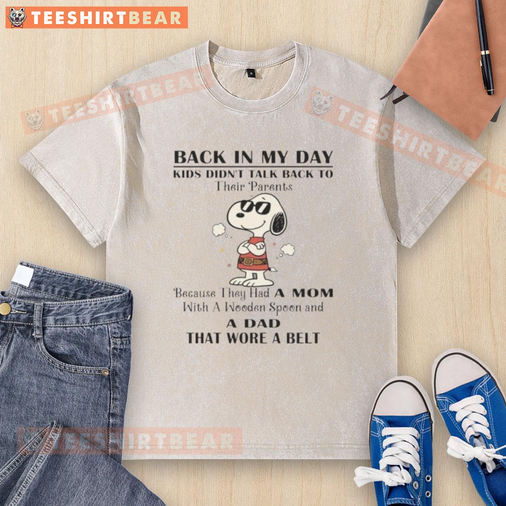 good-snoopy-back-in-my-day-kids-didnt-talk-back-to-their-parents-washed-t-shirt Vintage 'Good Snoopy' t-shirt featuring the phrase about kids not talking back to parents, perfect for nostalgic fashion lovers.
