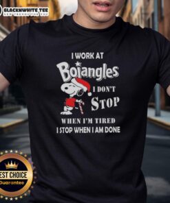 Good Snoopy Christmas T-shirt featuring a motivational quote about working hard at Bojangles. Perfect for holiday cheer!