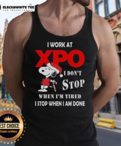 Christmas tank top featuring Snoopy with the quote about hard work at XPO, perfect for festive holiday gatherings.