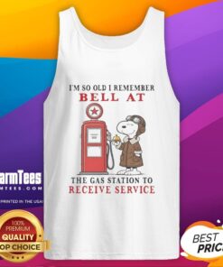 Vintage tank top featuring Snoopy with the phrase about remembering gas station service bells.