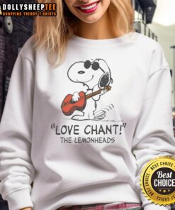 Good Snoopy Love Chant The Lemonheads sweatshirt featuring a colorful graphic design and cozy fabric for fans.