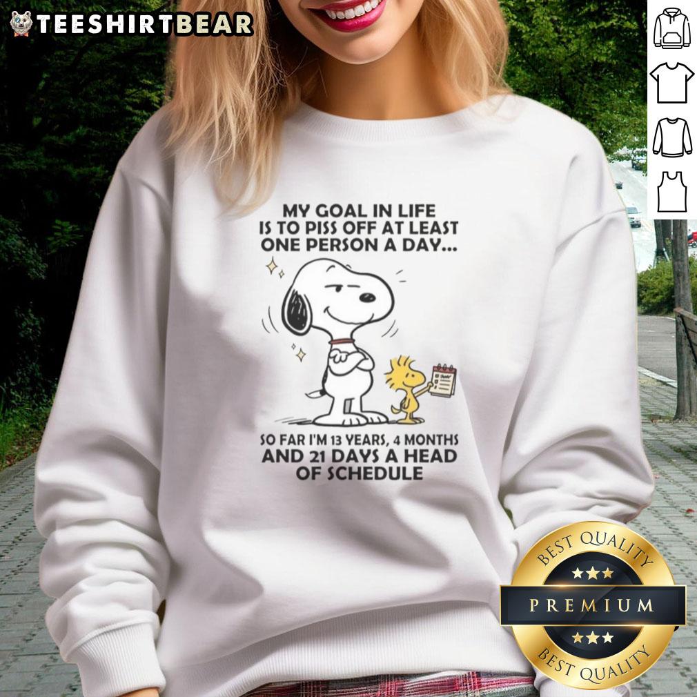 good-snoopy-my-goal-in-life-is-to-piss-off-at-least-one-person-a-day-sweatshirt Good Snoopy sweatshirt with 'My goal in life is to piss off at least one person a day' graphic design