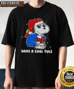 Good Snoopy wearing a Santa hat on a Merry Christmas T-shirt for a cool yule holiday celebration.