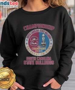 Alt Text: Good South Carolina State Bulldogs 2025 Celebration Bowl Champions logo on a stylish trophy sweatshirt.