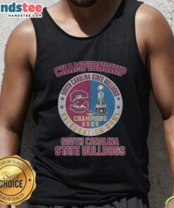 Alt Text: Good South Carolina State Bulldogs 2025 Celebration Bowl Champions logo on a stylish tank top design.