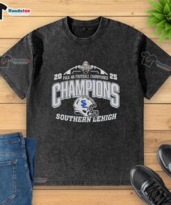 Good Southern Lehigh PIAA 4A Football Champions washed t-shirt featuring team logo and championship details.