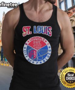 Stylish Good St. Louis tank top featuring Cardinals and Blues logos, perfect for St. Louis City SC fans and summer wear.