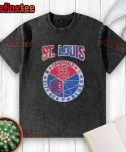 Good St. Louis in Top Cardinals & Blues St. Louis City SC washed t-shirt featuring vibrant team logos and soft fabric.