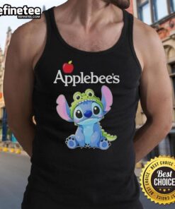Good Stitch Cosplay wearing a Crocodile X Applebee's tank top, showcasing a vibrant and playful design at a convention.