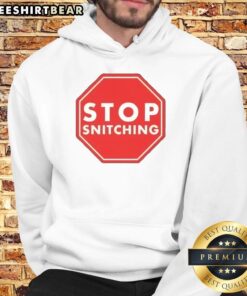 Good Stop Snitching Hoodie in black, featuring bold white text, perfect for streetwear and urban fashion enthusiasts.