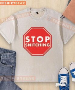 Good Stop Snitching Washed T-Shirt featuring bold text design, perfect for casual streetwear fashion enthusiasts.