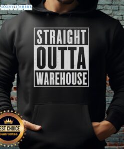 Good Straight Outta Warehouse Hoodie in black, featuring bold lettering and a stylish, comfortable design for casual wear.