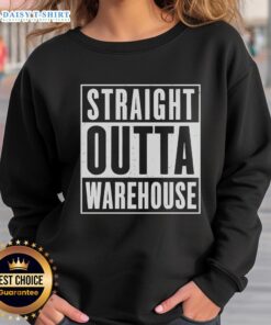 Good Straight Outta Warehouse Sweatshirt in black with bold white lettering, perfect for casual and streetwear styles.