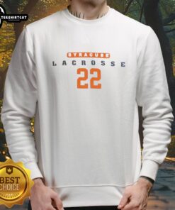Alt Text: Good Syracuse Lacrosse Number 22 Sweatshirt in orange, perfect for fans supporting the Syracuse lacrosse team.