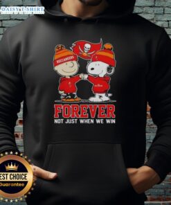 Good Tampa Bay Buccaneers X Charlie Brown vs Snoopy hoodie featuring 'Forever, Not Just When We Win' design.