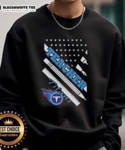 Good Tennessee Titans football sweatshirt featuring an American flag design, perfect for fans and teachers.
