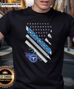 Alt Text: Good Tennessee Titans Football X Teacher American Flag T-Shirt featuring a patriotic design for football fans and educators.