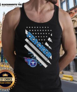 Good Tennessee Titans Football X Teacher American Flag Tank Top featuring bold team colors and patriotic design.