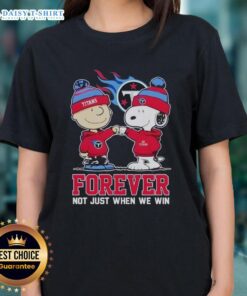 Good Tennessee Titans X Charlie Brown vs Snoopy Forever Ladies Tee featuring fun graphic design and team spirit.