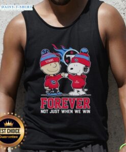 Good Tennessee Titans X Charlie Brown vs Snoopy Forever tank top design featuring team spirit and fun cartoon graphics.