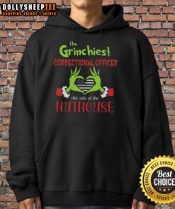 Alt Text: Good The Grinchiest Correctional Officer hoodie featuring a playful design, perfect for festive and humorous outfits.