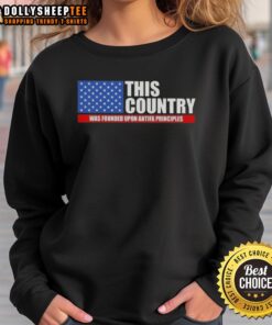 US flag sweatshirt featuring 'This Country Was Founded Upon Antifa Principles' design, perfect for activism and casual wear.