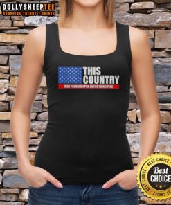 Us flag tank top featuring 'Good, This Country Was Founded Upon Antifa Principles' slogan for political apparel.