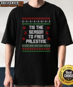 Good Tis The Season To Free Palestine T-Shirt, featuring bold text and vibrant colors promoting Palestinian solidarity.
