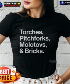 Good Torches Pitchforks Molotovs And Bricks 2025 World Tour Ladies Tee featuring bold graphic design and vibrant colors.