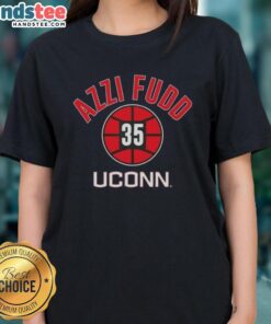 UConn Huskies basketball ladies tee featuring Azzi Fudd's name and number 35, perfect for fans and athletes.